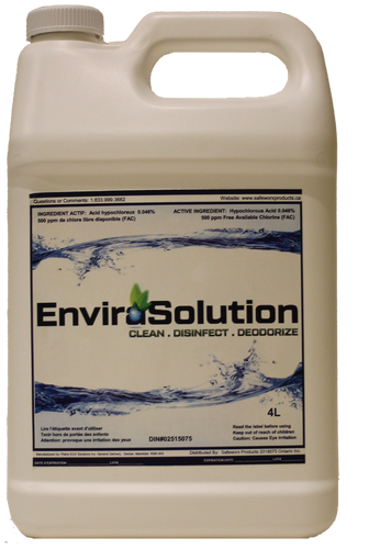 EnviraSolution® HOCl Hypochlorous Acid Disinfectant | Clean* Disinfect* Deodorize** | Organic | Fragrance Free | Non-Toxic Hospital Grade Surface Cleaner/Sanitizer | Clinically proven to kill 99.99% of all bacteria and viruses | Biodegradable | Safest choice for foggers and sprayers 
